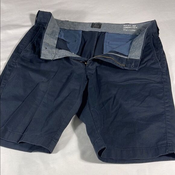J. Crew mens navy blue Stretch basic flat front 10" chino shorts - size 33 - Picture 9 of 13
